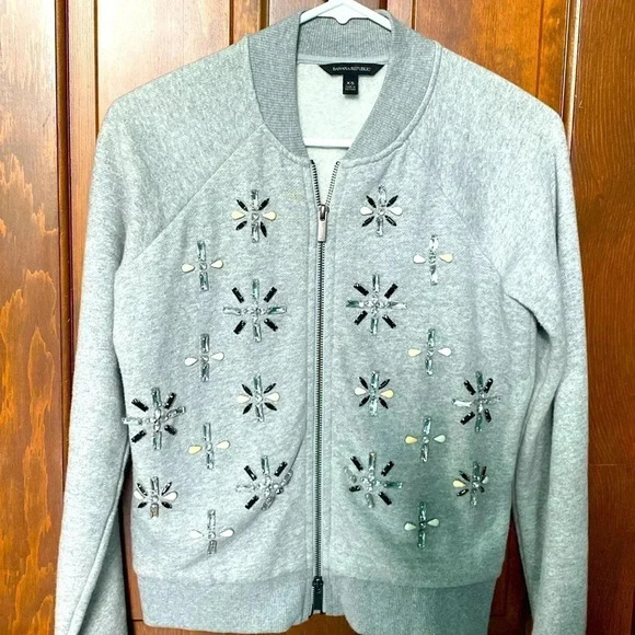 Banana Republic Embellished Bomber Sweatshirt - Picture 1 of 7